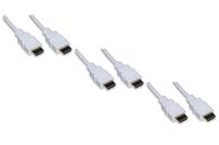 LINK LKCHDMI10B03 HDMI-kabel, 4K, 1 m, vergulde contacten, wit, compatibel met pc, notebook, HDTV3, 3 stuks