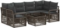 vidaXL Tuinbank - Set - 7 - st - Grijs - poly - rattan