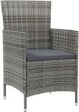 vidaXL 5-delige Tuinset met Kussens, Poly Rattan, Grijs