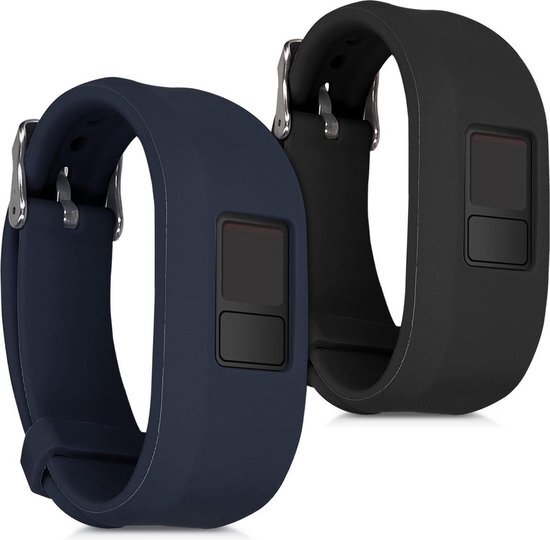 kwmobile 2x horlogeband voor Garmin Vivofit 3 - siliconen band voor fitnesstracker - zwart / donkerblauw