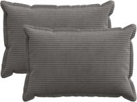 vidaXL - Kussensloop - 2 stuks - Corduroy - Donkergrijs - 50 x 70 cm