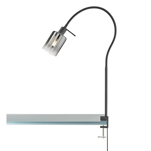 Fischer & Honsel Iska - Klemlamp - Zandzwart - Rookkleur Glas - E14 - 10W - 65cm