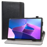Labanem Hoes Compatibel met Lenovo Tab P12 Pro - 360° Draaibare Cover Kunstleer Beschermhoes met Standaard voor 12,6" Lenovo Tab P12 Pro (TB-Q706F /TB-Q706Z) Tablet - Zwart
