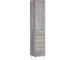vidaXL Hoge Kast - 34,5x34x180 cm - Bewerkt Hout - Grijs Sonoma Eikenkleurig