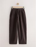 Next Dames Broek van linnen met textuur en wijde, ronde pijpen - Tall - Chocolate Brown