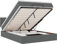 vidaXL Bed poef met matras en LED's 140x200 cm stof zwart
