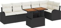 vidaXL Tuinbank - Set - 7 - st - Zwart - Poly - rattan