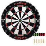 Hy-Pro Topflight Professioneel dartbord met sisal-oppervlak, zonder klemmen, beweegbare draad, 6 x 18 g stalen punt, wandmontageset, voor binnen en buiten