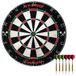 Hy-Pro Topflight Professioneel dartbord met sisal-oppervlak, zonder klemmen, beweegbare draad, 6 x 18 g stalen punt, wandmontageset, voor binnen en buiten