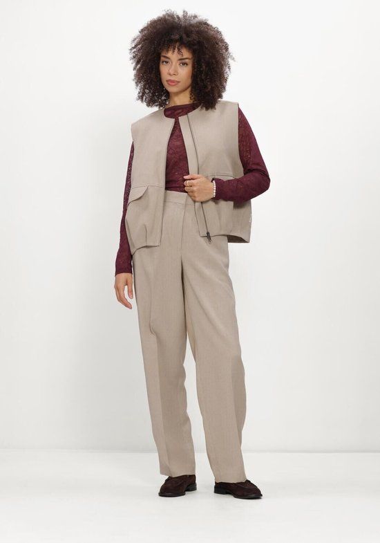 Catwalk Junkie Lace Long Sleeve Top Bordeaux Dames Maat 40