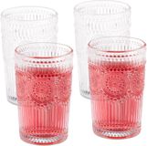 Merkloos Relaxdays Transparante drinkglazen met mandala-patroon - set van 4 - boho-stijl