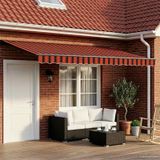 vidaXL Handmatige zonnetent met zonne-energie ledverlichting 4 x 3,5 m Oranje