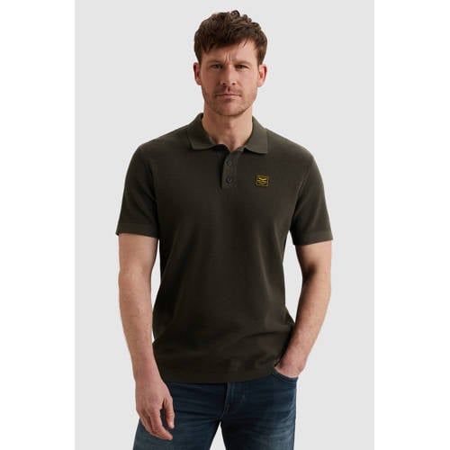 PME Legend regular polo gebreid donkergroen