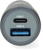 Nedis Autolader - 38 W - 2 Outputs - USB-A / USB-C - Donkergrijs