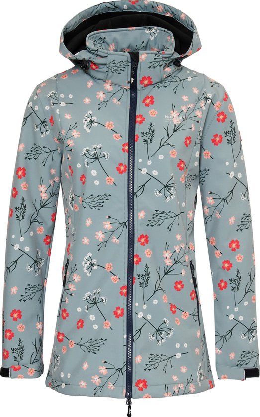 Nordberg Flower - Softshell Outdoor Zomerjas Dames - Mineral Blue - Maat 3XL