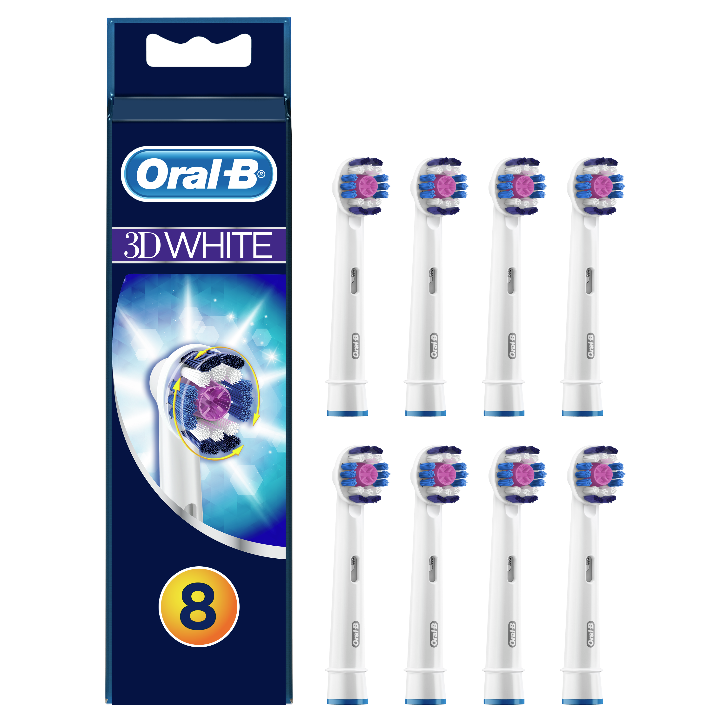 Oral-B 3D White Opzetborstels, Verpakking Van 8