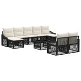 vidaXL Tuinbankenset 10 st Zwart poly rattan