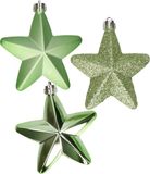 Decoris Kaemingk B.V. Kerstornamenten sterren - kunststof - 6x st - groen - 7 cm