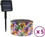 vidaXL 5-delige lichtslinger met 200 LED's, solar, voor binnen/buiten, meerkleurig