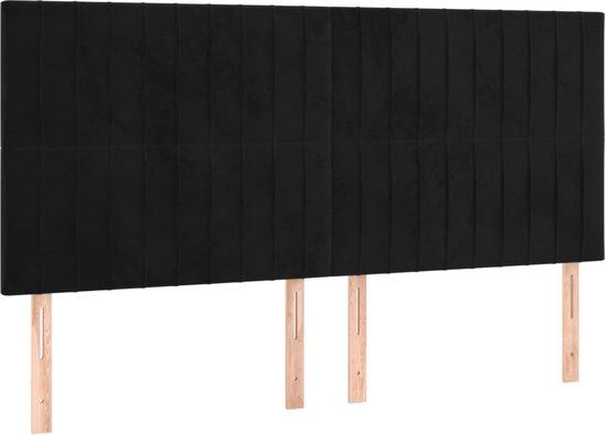 VidaXL Hoofdeind & Voeteind Zwart 200x5x118/128 cm Polyester/Hout