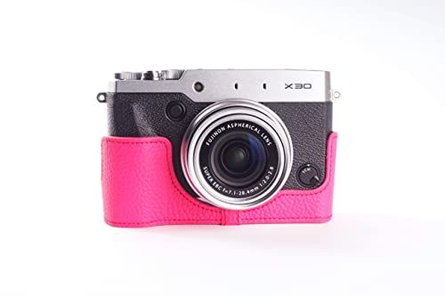 TP Handgemaakte Echt Lederen Half Camera Case Tas Cover Voor FUJIFILM X30 - Peachblow