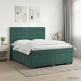 vidaXL Boxspringbed met matras Donkergroen 160 x 200 cm Fluweel