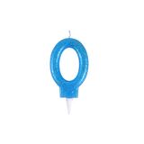 Homéa Birthday Candle Glitter Number 0 H 7.5 cm Blue