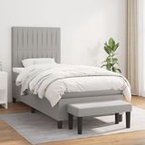 vidaXL Boxspringbed met matras, stof, lichtgrijs, 90x200 cm