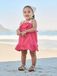 VERTBAUDET Raspberry Blossom Set with Dress and Bandana Bib for Baby Girls