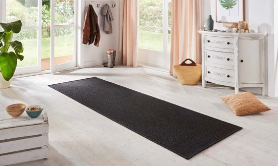 BT Carpet Loper Binnen & Buiten Sisal Look 103534 80x450 cm Zwart