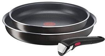 Tefal Ingenio Easy Plus koekenpannenset, 24 / 28 cm + afneembare handgreep, stapelbaar, anti-aanbaklaag, voor alle warmtebronnen behalve inductie, gemaakt in Frankrijk L1509202