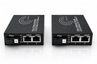 Elfcam® - 2 stuks vezel-ethernet-converters, SFP-mediaconter (mini-GBIC) inbegrepen, tot een afstand van 20 km op SC monomode (2 x 2 RJ45-poorten)