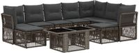 vidaXL Tuinbank - Set - 10 - st - Grijs - poly - rattan
