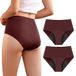 Carer Incontinentieslips voor dames, met hoog absorptievermogen, menstruatie-ondergoed voor dag en nachtbescherming, hoog getailleerde beschermende menstruatieslips, 50 ml tot 100 ml, wijnrood, L