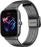 Strap-it Amazfit GTS 3 roestvrij stalen band - zwart