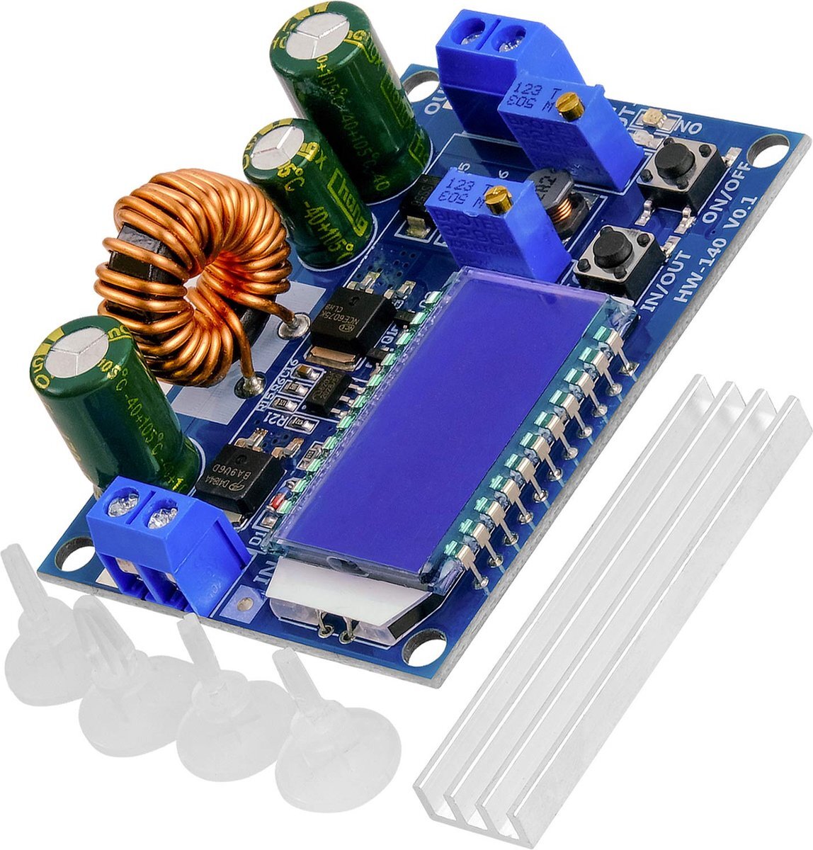 AZ Delivery HW-140 DC-DC Buck Boost Power Converter Automatische Step Up/Down Voltage Converter Volt en Ampère Meter Display compatibel met Arduino inclusief E-Book!