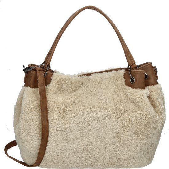 Enrico Benetti Grote Schoudertas / Crossbody Tas Dames - Polyester - Teddy - Wit