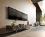 Meuble TV Cuor 200 cm Céramique Emperador Extra Lucidato brun foncé 1 Clapet 1 Tiroir Pied optique flottant Verre acrylique