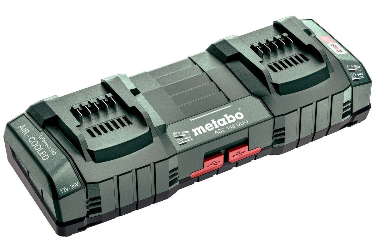 Metabo DUO ASC 145 12/18/36V LiHD/Li-Ion Accu Duolader Met USB Laadpoort (2x) - Air Cooled