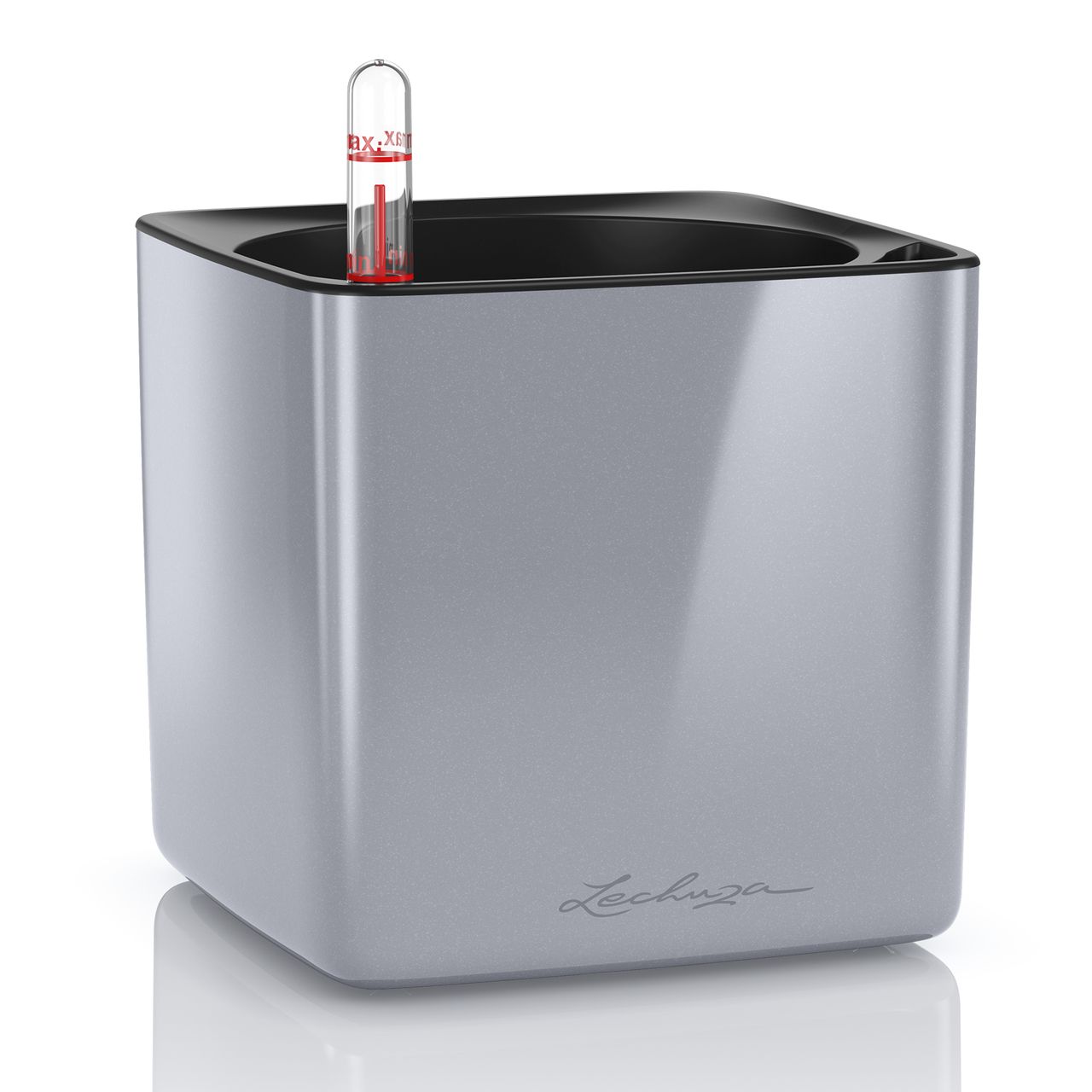 LECHUZA Cube Glossy 14 - Titanium - Indoor Planter
