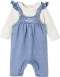 Vertbaudet 2-delige babyset met salopet van denim + body stone