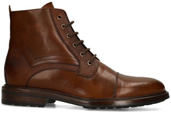 Black Label Heren Bruine Leren Veterboots Maat 46