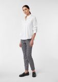 comma Broek met paisley patroon en elastische tailleband in zwart voor dames