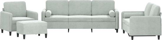 vidaXL 4-delige Loungeset met Kussens Fluweel Lichtgrijs