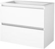 Basic Line Start 46 Badkamermeubelset - 80 x 46 cm - Greeploos - 2 Lades - Acryl Wastafel - 1 Kraangat - Ice White
