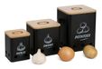 Relaxdays Uienpot - set van 3 - knoflookpot - met gaatjes - zwart