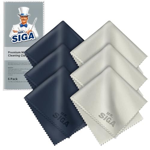 MR.SIGA Premium Microvezelreinigingsdoeken voor lenzen, schermen, tabletten, glazen, 6 stuks, 15 x 18 cm