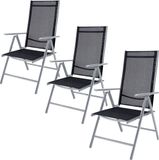 Casaria Tuinstoel - Set van 3 Inklapbaar Aluminium Weerbestendig - Zilver