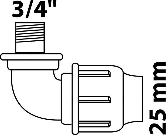 KIRCHHOFF PP knie 90°, 25 mm x 3/4"BU, knelfitting voor tyleen/socarex