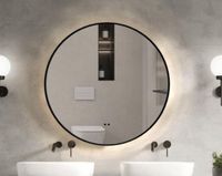 Adema Saniclass Lonato Badkamerspiegel Rond 60cm - LED, Spiegelverwarming, Mat Zwart